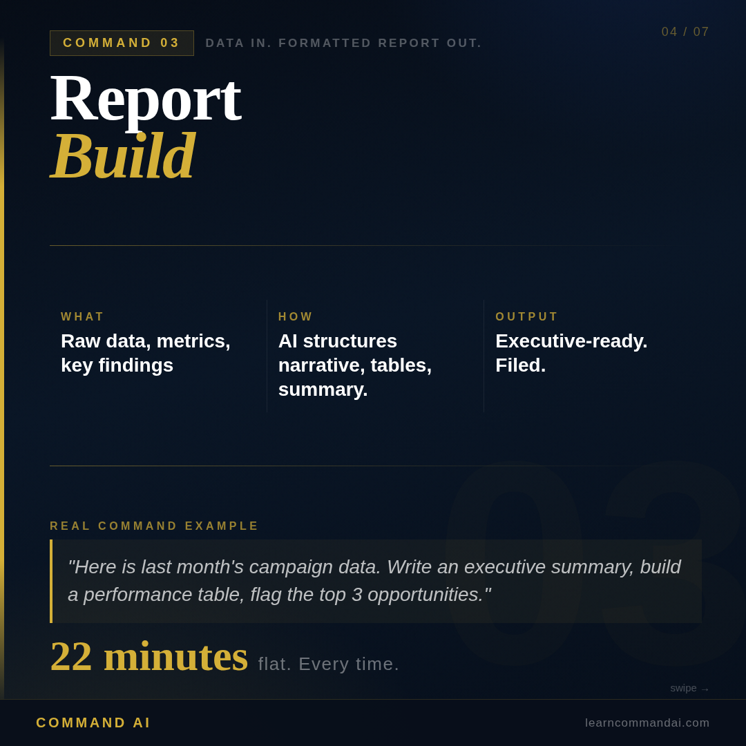 Command 03: Report Build