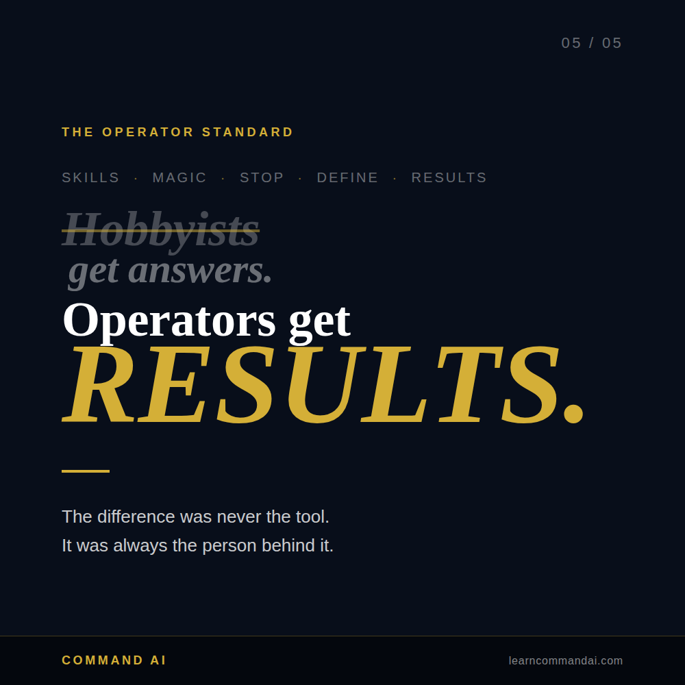 Week 05: Operators Get Results